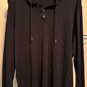 Robert Barakett 3 Button Black Long Sleeve Hoodie Shirt